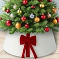 thumbnail image 1 of KOYPTL Christmas Tree Collar,White Velvet Folable Christmas Tree Ring Tree Skirt Red Bow for Artificial Natural Trees Base Stand Cover Xmas Tree Decoration,Bottom Apron for Home Holiday Scene Layout, 1 of 6