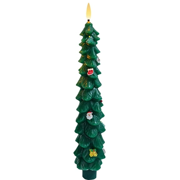 KOYPTL Christmas Tree Flameless Taper Candles With Remote Timer Decorations,Led Candles Battery Operated Christmas Table Lights For Candlesticks Party Room House Kitchen Indoor Xmas Decor