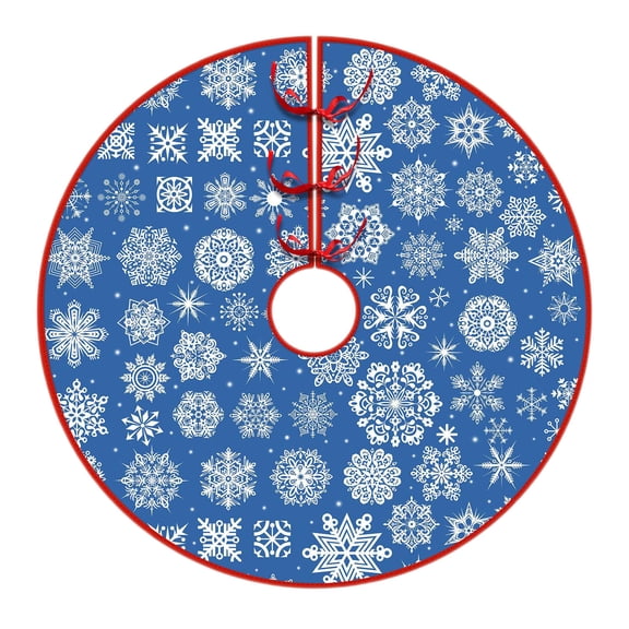 KOYPTL Christmas Tree Skirt-30 in,Blue and White Multi-Style Snowflake Reusable Xmas Tree Skirt,Winter Christmas Tree Mat for Xmas Holiday Ornaments & Home Party Indoor Outdoor Decorations Supplies