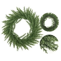 KOYPTL Christmas Wreath Decoration-16 in,Simulated Needles and Rings Decorative Flower Garlands,Christmas Soft Touch Hanging Ornaments for Front Door Christmas Tree Fireplace Window Car Wall Supplies