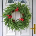 thumbnail image 1 of KOYPTL Christmas Wreath Decoration-18in,Christmas Soft Touch Norfolk Needle Wreath for Front Door Christmas Tree Fireplace,Pre-lit Wreath for Window Car Hanging Ornaments Store Xmas Decor Supplies, 1 of 6