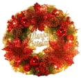 thumbnail image 1 of KOYPTL Christmas Wreath Pendant Rattan for Front Door Christmas Tree Fireplace,15.7" Pre-lit Wreath with Light and Colorfull Accessories for Hanging Ornament Store Scene Christmas Decoration Supplies, 1 of 6