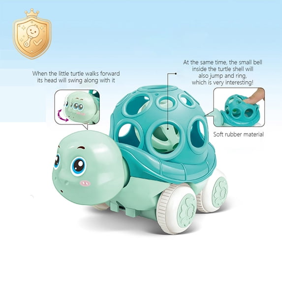 KOYPTL Clearance Turtle Rattle Car Toy for Baby 3-6-18 Months,Easy Grasp Sensory Vehicle,Fine Motor Skill Toy for Infants Boys Girls Christmas Birthday Holiday Gift Ages 1 2 3+