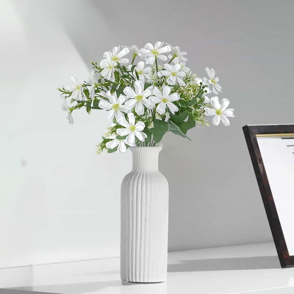 KOYPTL Daisies Artificial Flowers White Daisy Fake Silk Flower Arrangements for Home Wedding Decoration