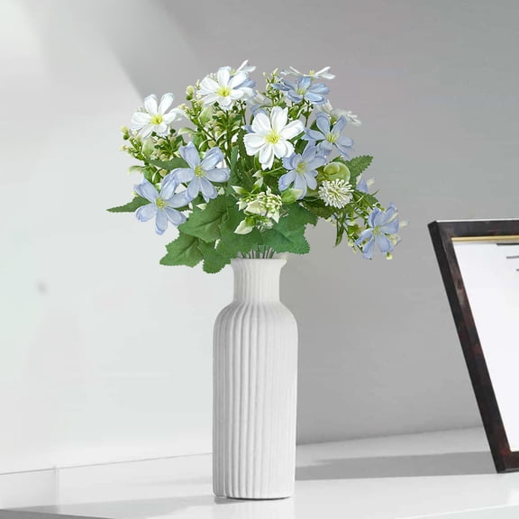 KOYPTL Daisies Artificial Flowers White Daisy Fake Silk Flower Arrangements for Home Wedding Decoration
