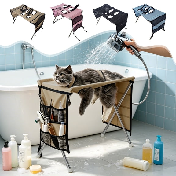 KOYPTL Detachable Pet Grooming Bed with Anti-Scratch Polyester Fabric for Small Dogs and Cats, Multi-Functional Hammock and Bathing Rack for Nail Trimming, Bathing, and Hair Grooming