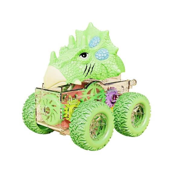 KOYPTL Dinosaur Monster Truck Toy for Boys Aged 3 4 5 6 7 Years Old, Dinosaur Toys Cars Gears Rotating Stunt Car Dinosaur Vehicles Toys with Lights,Birthday Christmas Gifts for Kids