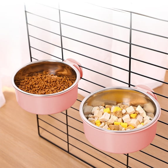 KOYPTL Dog Crate Bowls, Hanging Removable Stainless Steel Food and Water Bowls for Puppies, Small Dogs, Cats, Rabbits & Ferrets