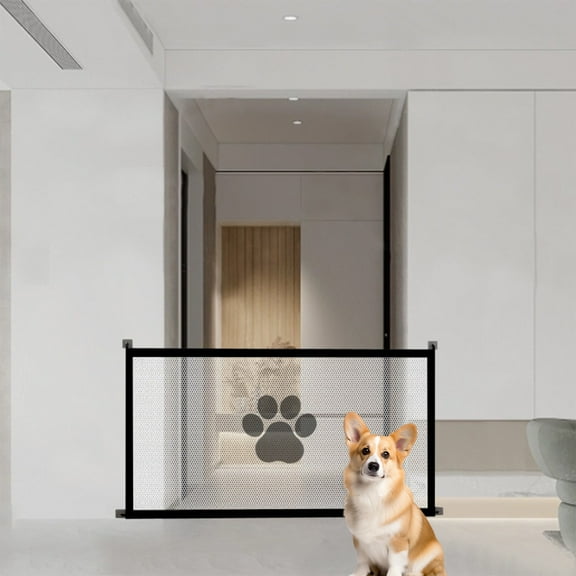 KOYPTL Dog Gate Indoor Pet Gates for Stairs: Dogs Screen Mesh Gate for The House Magic Gate for Kitchen Doorways Hallway Stairways Porch Yard