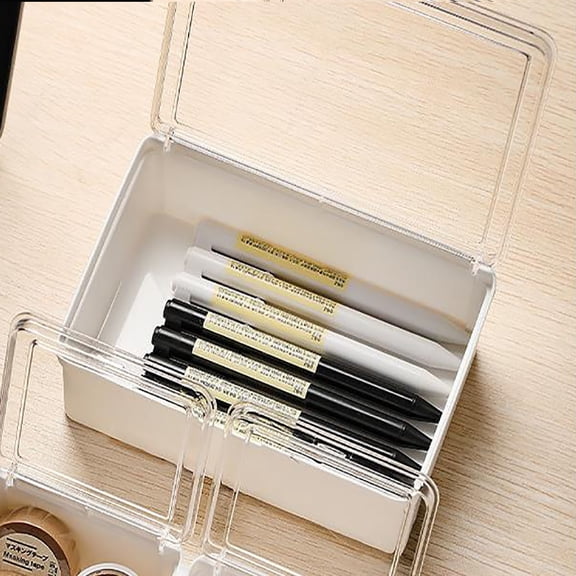 KOYPTL Drawer Storage Box with Clear Lid,Small Compartment Storage Box Multi-function Storage Box for Desktop Stationery Office Supplies Sundries Cosmetics Toys Snacks Laundry Beads