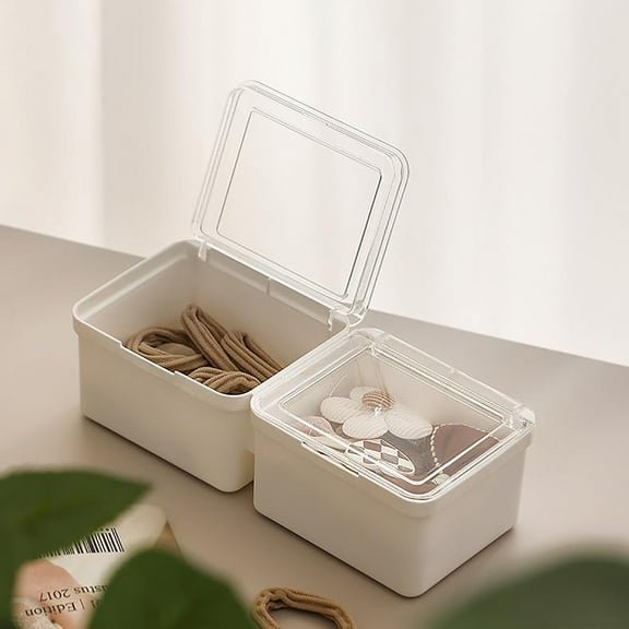 KOYPTL Drawer Storage Box with Two Clear Lid,Small Compartment Storage Box Multi-function Storage Box for Desktop Stationery Office Supplies Sundries Cosmetics Toys Snacks Laundry Beads