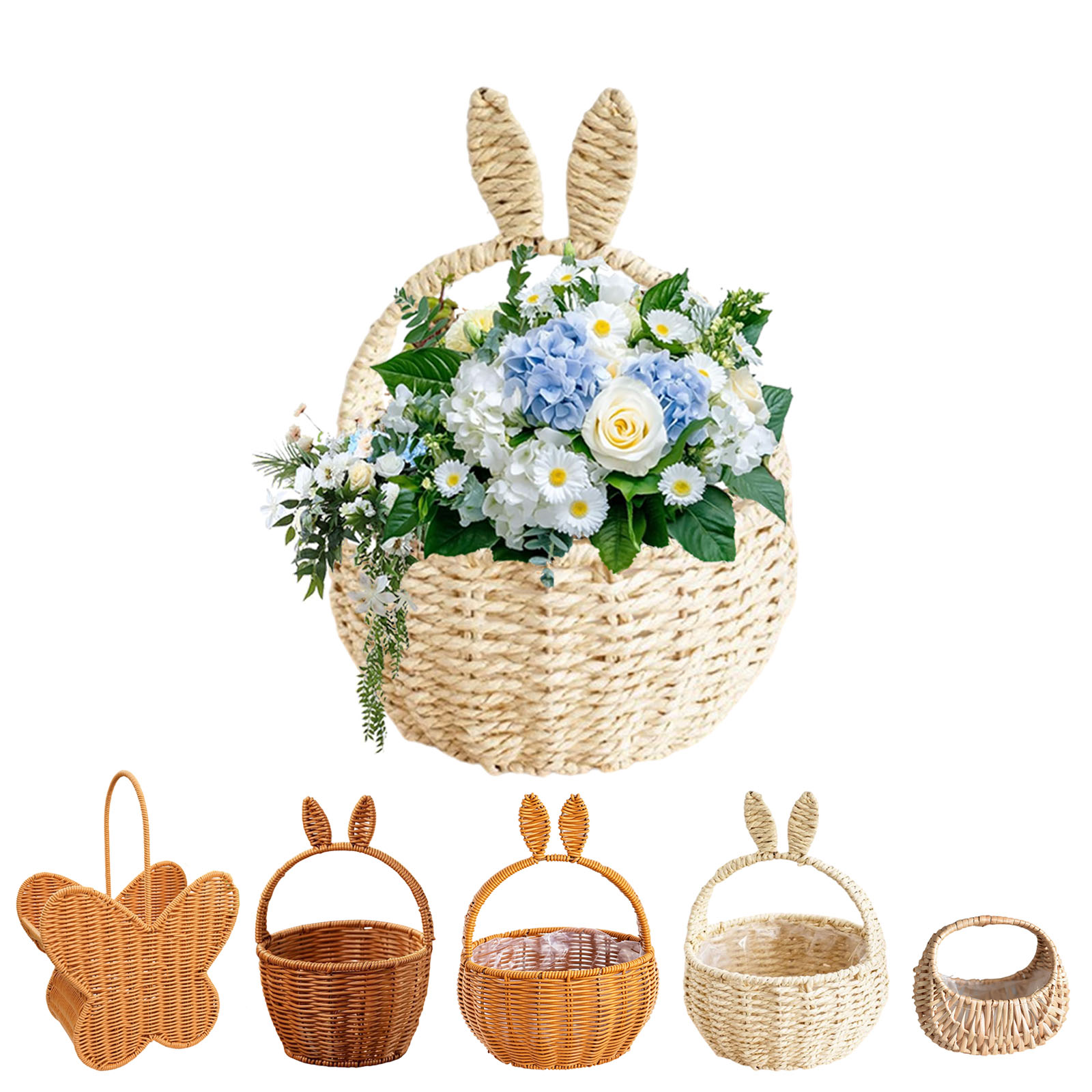 KOYPTL Easter Bunny Baskets for Toddlers Kids,Rabbit Ears Handheld ...