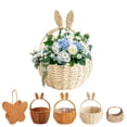 thumbnail image 1 of KOYPTL Easter Bunny Baskets for Toddlers Kids,Rabbit Ears Handheld Woven Wicker Basket,Imitation Rattan Flower Baskets,Portable Easter Candy/Eggs Storage Basket Farmhouse Empty Picnic Baskets White, 1 of 8