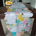 thumbnail image 1 of KOYPTL Easter Table Runner Spring Bunnys Flowery Table Runner Cutwork Embroidered Floral and Bunnys Dresser Scarf Table Topper Home Kitchen Dining Tabletop Decoration, 86 inch Long, 1 of 10