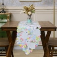thumbnail image 1 of KOYPTL Easter Table Runner Spring Bunnys Flowery Table Runner Cutwork Embroidered Floral and Bunnys Dresser Scarf Table Topper Home Kitchen Dining Tabletop Decoration, 15x70 inch Long, 1 of 8