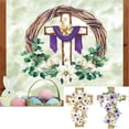 thumbnail image 1 of KOYPTL Easter Window Clings, Religious Cross Lily Flower Stickers Decals Decor, Spring Floral Wreath Pattern Stickers for Home Kitchen Window Decorations, Wall Refrigerator Stickers, 1 of 7