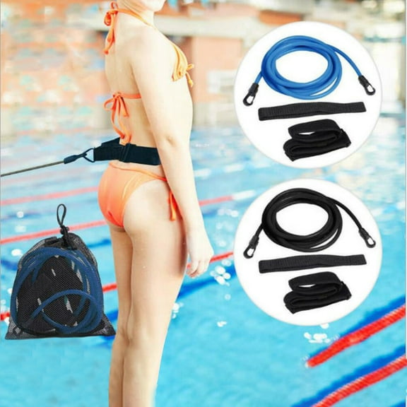 KOYPTL Elastic Swimming Tether Belt for Pool Training Swim Resistance Bungee Leash for Strength Building Durable Latex Cord with Comfortable Neoprene Waist Strap for Aquatic Exercise & Lap Swimming