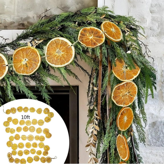 KOYPTL Fall Decor - Christmas Decorations - 10ft Dried Orange Slice Fall Christmas Garland - Farmhouse Holiday Decor for Table Centerpieces, Home Door Indoor Xmas Tree Party Mantle Porch Decoration