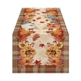 thumbnail image 1 of KOYPTL Fall Decorations Table Runner 13*72 Inch For Kitchen Dining Table,Thanksgiving Autumn Printed Sunflower Harvest Pumpkins Maple Leaf Water-Proof Washable Fabric Runner For Party Home Decoration, 1 of 4