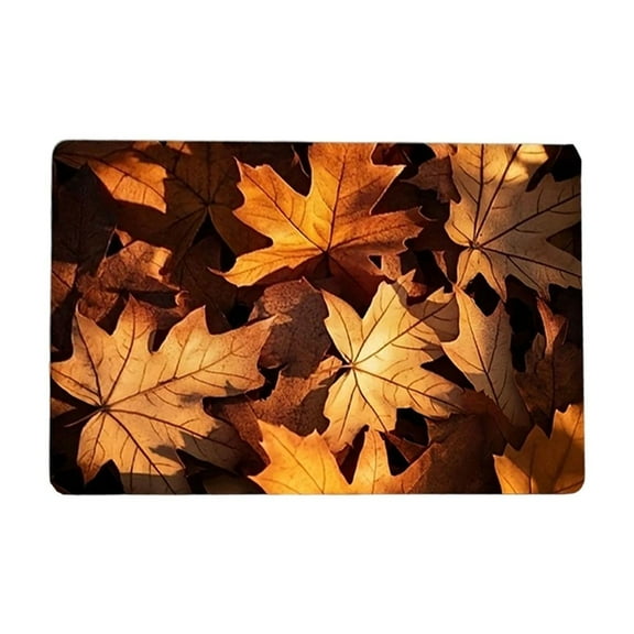 KOYPTL Fall Kitchen Rugs With Orange Pumpkin And Maple Leaf Rugs For Home Decor,Autumn Harvest Mat Non-Slip Water Absorbent And Durable,Bath Rugs Thanksgiving Day's Front Door Indoor Outdoor Decor