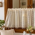 thumbnail image 1 of KOYPTL Farmhouse Lace Curtain Valances 59"W x 18"L for Kitchen/Living Room/Bathroom/Basement for Privacy Protection with Rod Pocket Decor Thermal Unlined Blackout Semi Sheer Window Valance Curtain, 1 of 6