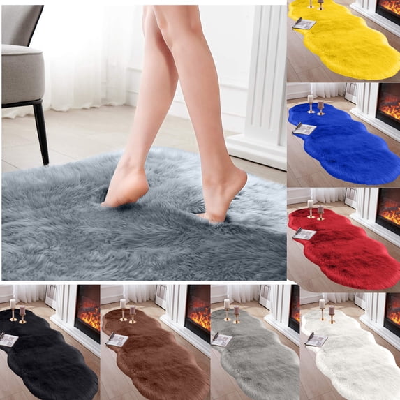 KOYPTL Faux Fur Soft Rug 2x5 F Area Rug Fuzzy Runner Rugs Higher-Density Cushion Carpet Non Slip Sofa Cover for Bedroom Living Room Floor Brown