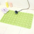 thumbnail image 1 of KOYPTL Foot Scrubber Shower Mat 13.7"x27.5" with Suction Cups,Soft Machine Washable Non-Slip Shower Floor Pad Square Bathtub Mat with Drain Holes for Bathroom Floor Bathtub Comfortable Massage Green, 1 of 6