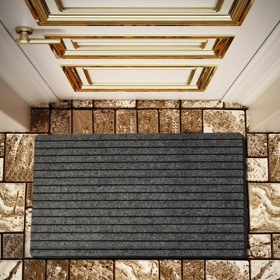KOYPTL Front Door Welcome Mats Non-Slip 16"x24",Hallway/Kitchen Runner Rug with Rubber Backing for Garage Laundry Living Room,Bathroom Rugs Household Absorbent Carpet Runners for Entryway Gray