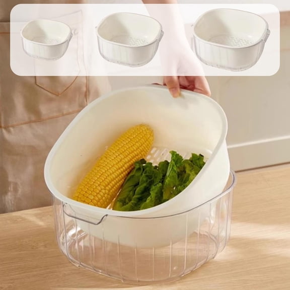 KOYPTL Fruit and Vegetable Washing Machine,Double-layer Fruit Cleaner Device 360 Degree Fruit Vegetable Cleaner Device Washing Basket Kitchen Utensils for Home Use