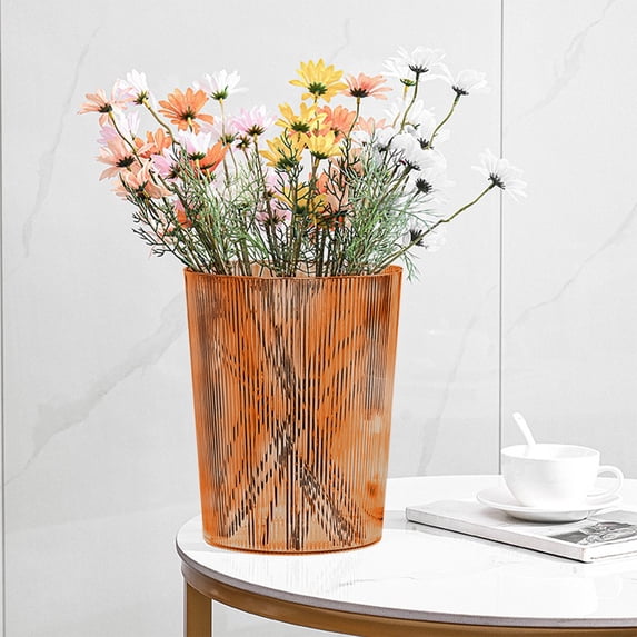 KOYPTL Garbage Can Lightly Threaded Trash Can Plastic Vertical Translucent Trash 12l Large Capacity for Bathroom Bedroom Office Decorative 8.39 x 9.84 Inch Orange
