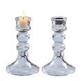 thumbnail image 1 of KOYPTL Glass Candlestick Holder Set of 2,Clear Crystal Striped Taper Candle Holders,Stand for Table Centerpieces,Home Bedroom Decor,Wedding Christmas Valentine Easter Parties Festival Gifts Supplies, 1 of 6