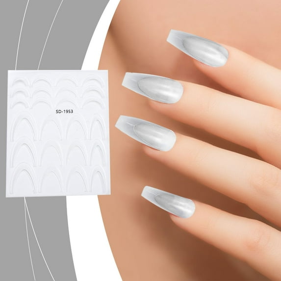 Gradient Colorful French Smile Line Nails Art Stickers,Curved Stripes Mini Smile Lines Nails Decals for Women Girls DIY Decoration Stencil Tools DIY Manicure Stencil Accessories Party Favors