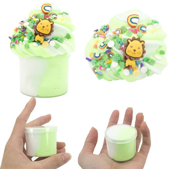 KOYPTL Gradient Green Slime Kit,Non Stick Butter Cloud Clays for Toddlers Ages 2 3 4 Sensory Stress Relief & Animal Add-ins,Gift for Girls Boys Christmas Stocking Stuffers Birthday Party Class Favors
