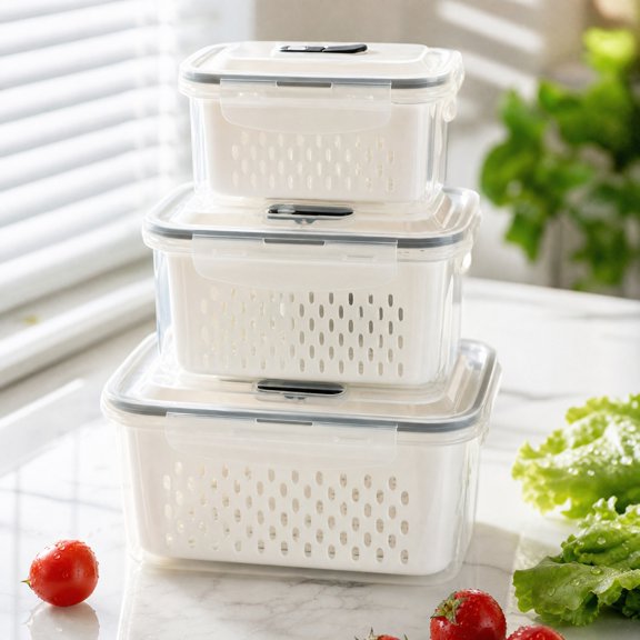 KOYPTL Grape Container for Fridge Leakproof Grape Container with Removable Colander Dishwasher&Microwave Safe Keep Fruits Vegetables Meat Fresh Longer
