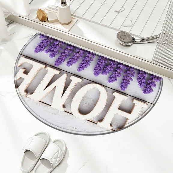 KOYPTL Half Round Welcome Mat for Front Door 16"x24",Realistic Flowers Entrance Door Bathroom Rugs,Water Absorbent Bathmat for Spring Holiday Decor Living Room Porch Outdoor Warmhousing Greeting Gift