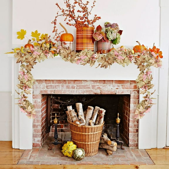 KOYPTL Halloween Fall Garland with Pumpkin Lights Fall Decorations for Home ,Maples Leaves Fall Lights Battery Operated Thanksgiving Indoor Outdoor Porch Bedroom Wedding Decor