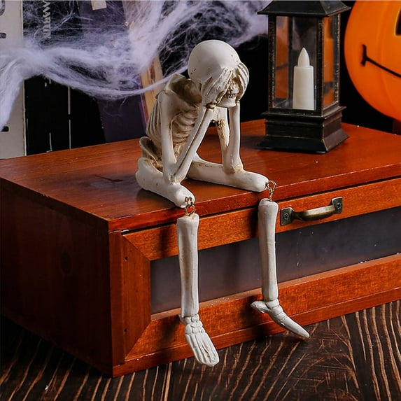 KOYPTL Halloween Skeleton Decorations Indoor,See No Evil Hear No Evil Speak No Evil Skeleton Decor,Halloween Skeleton Set for Indoor Horror Decor Party Mantel