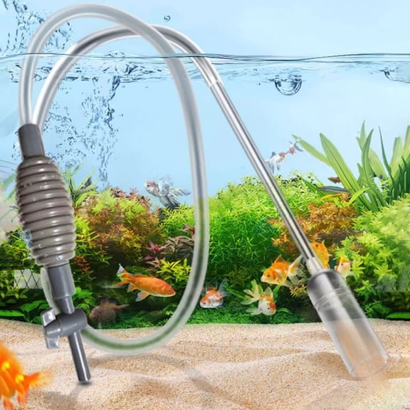 KOYPTL Hand Operated Aquarium Siphon Vacuum Cleaner,Long Stainless Steel Nozzle Fish Tank Gravel Cleaner,Multi-Function Water Changer Waste Siphon Pump for Betta Goldfish Tank Daily Maintenance