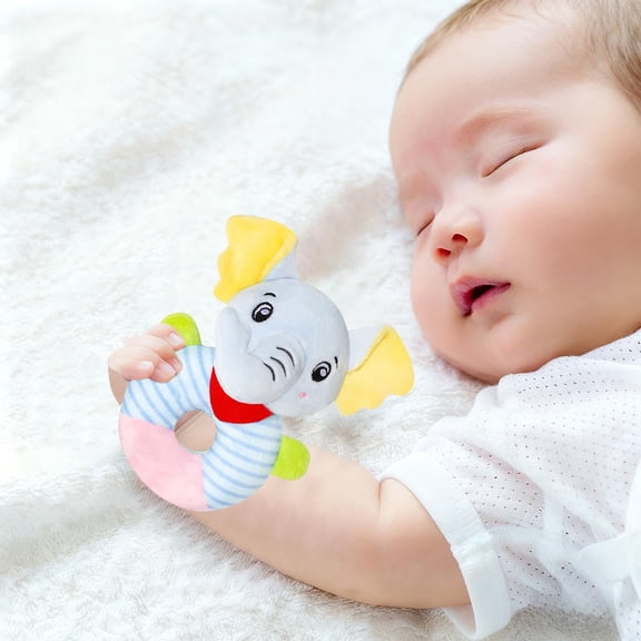 KOYPTL Hand Shaking Circles Rattle for Baby Teether,Soft Stuffed Bear Doll with Sound,Sensory Shaker for Newborn 0-6-12 Months,Learning Soothing Toys for Travel,Gift for Christmas Birthday Shower