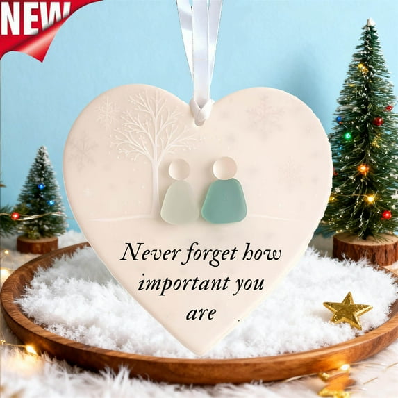 KOYPTL Heart-Shaped Sea Pendant for Christmas Tree Fireplace Hanging Ornaments,Handcrafted Eternal Friendship & Love Keepsake Gift for Women Men Friends Christmas Stocking Stuffers Packaging Birthday