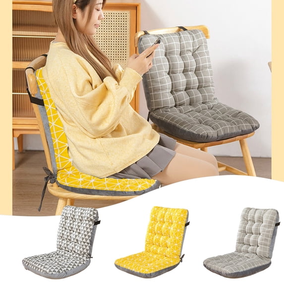 KOYPTL High Back Chair Cushions Dining -Kitchen -Office Chair Pads Cushion with Ties Thickened One-Piece Outdoor/ Indoor Furniture Chair Seat Cushion Gray