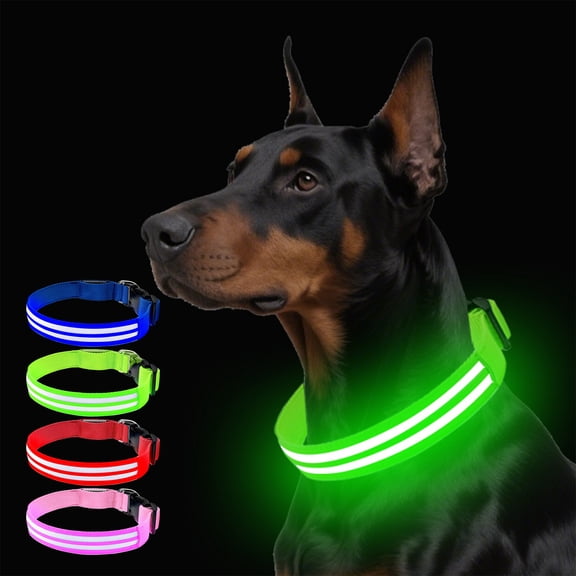 KOYPTL Illuminated Adjustable Nylon Dog Collar with Quick Release Buckle,LED Durable Lightweight Pet Collar for Small Medium Large Dogs Daily Walking Training