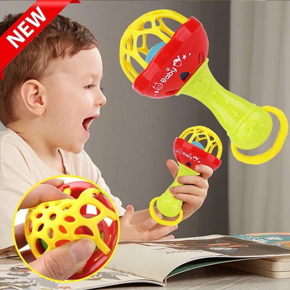KOYPTL Infant Hand Easy Grasping Rattle Toy for Baby Toddlers,Soothing Rattles Early Education Intellectual Development and Grip Training Toys,Gift for Boys Girls Christmas Stocking Stuffers