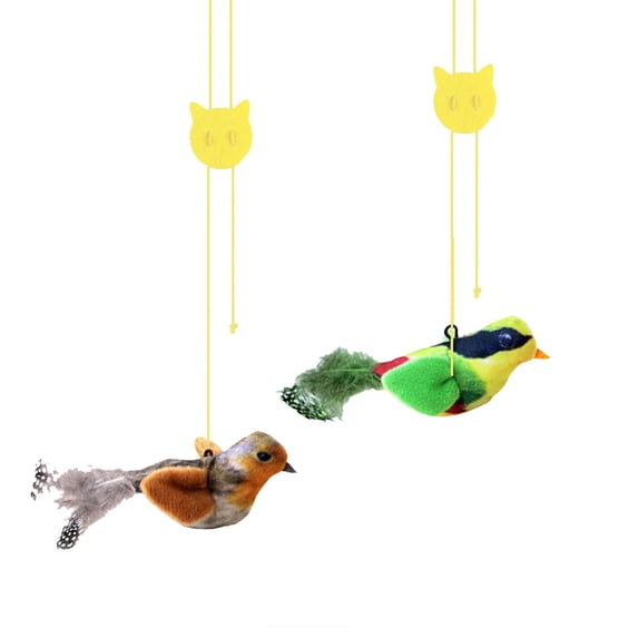 KOYPTL Interactive Chirping Bird Cat Toy with Catnip,Automatic Self-Play & Exercise Toy for Indoor Cats,Soft Feather Simulation Bird Design with Sounds for Kittens & Small Dogs Hunting Instincts