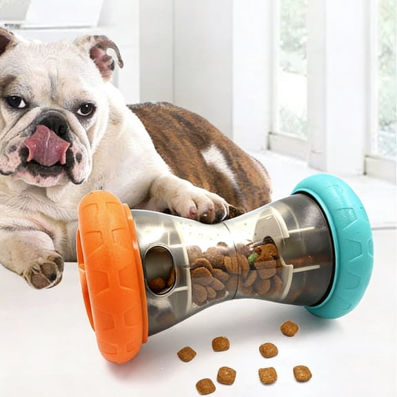 KOYPTL Interactive Dog Puzzle Toys for Boredom,Slow Rolling Feeder Enrichment Toy to Keep Them Busy,Durable Dumbbell Dog Toys Treat Dispensing Slow Feeder to Improves Pets Digestion