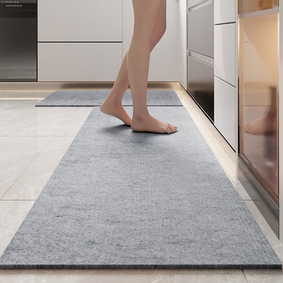 KOYPTL Kitchen Runner Rug Non-Slip 18"x47",Hallway Runner Rug with Rubber Backing for Garage Laundry Living Room,Bathroom Runner Rug Household Absorbent Carpet Runners for Entryway Front Door Gray