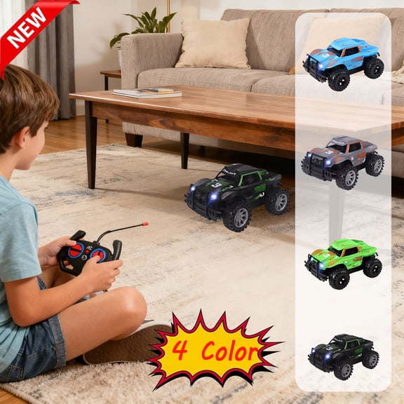KOYPTL LED Remote Control Car Monster Truck Toys for Boys 4-12 Years Old,Four Way Off-road Toy Car Rechargeable and Drop for Indoor Outdoor Use Holiday Birthday Xmas Gifts for Boys Girls Gray