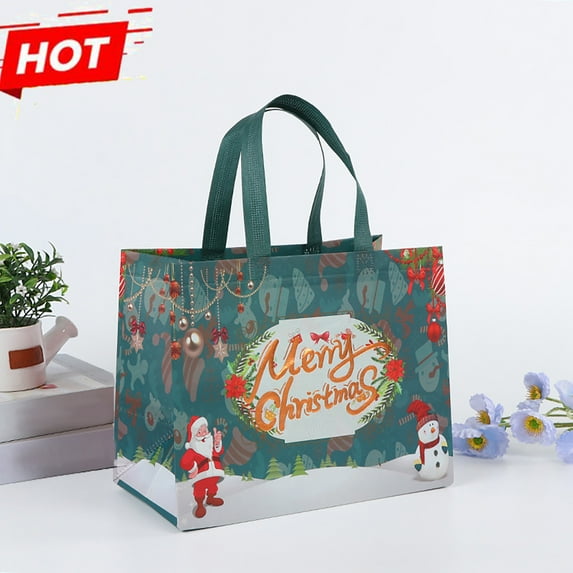 KOYPTL Large Christmas Gift Bags with Handles,Reusable Non-Woven Waterproof Christmas Tote Bags Grocery Bags for Holiday Xmas Party Favors Gifts Wrapping Shopping Supplies Decorations Containers
