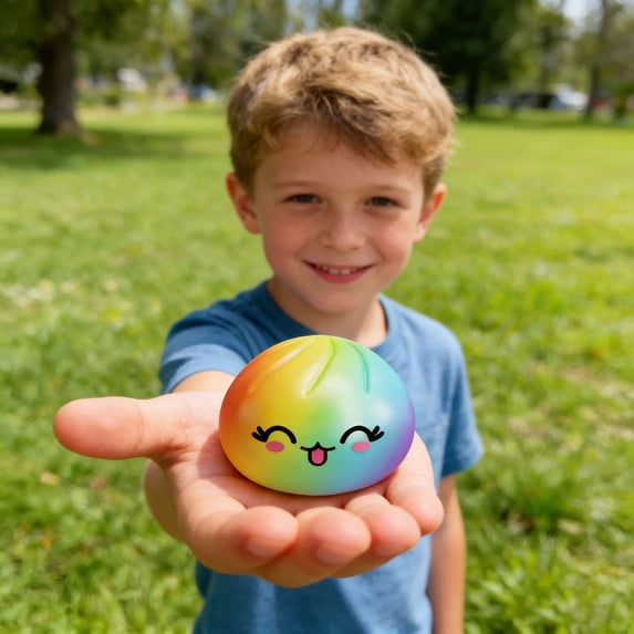 KOYPTL Large Dumpling Squishies Toy Jumbo Rainbow Mystery Sensory Stress Ball Fidget Toys for Anxiety Relief Soft Squeeze Toys for Adults/ADD/ADHD,Easter Basket Stocking Stuffers Party Favors Gifts
