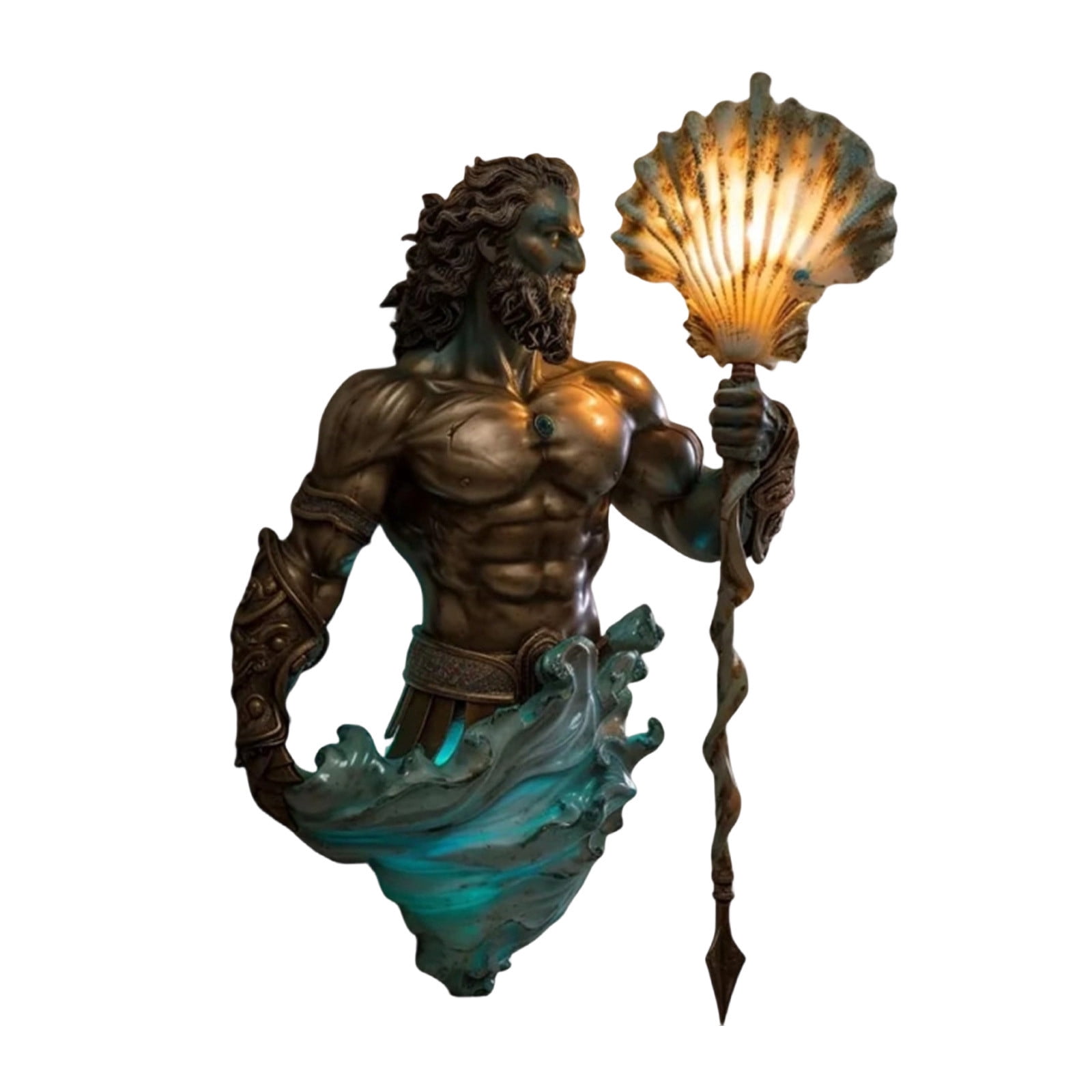 Posiden Shell KOYPTL Large Poseidon Shell Wall Lamp - Mythical Greek God Sculpture ...
